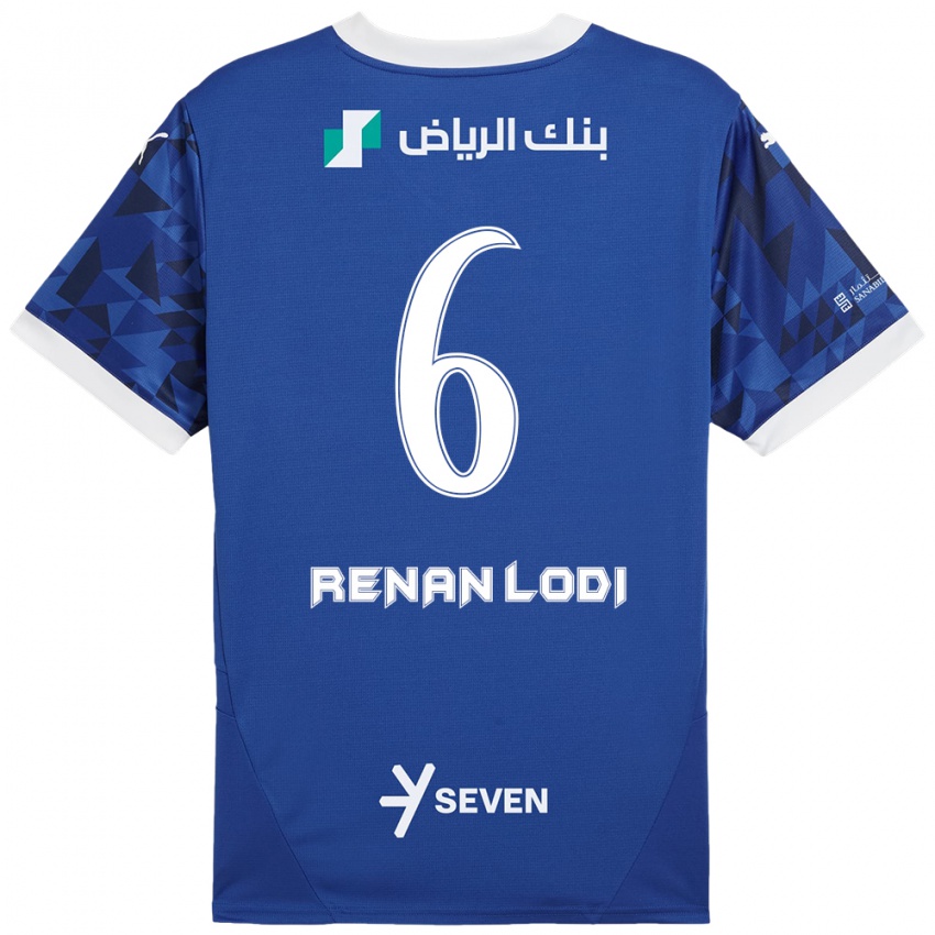 Gyermek Renan Lodi #6 Sötétkék Fehér Hazai Jersey 2024/25 Mez Póló Ing