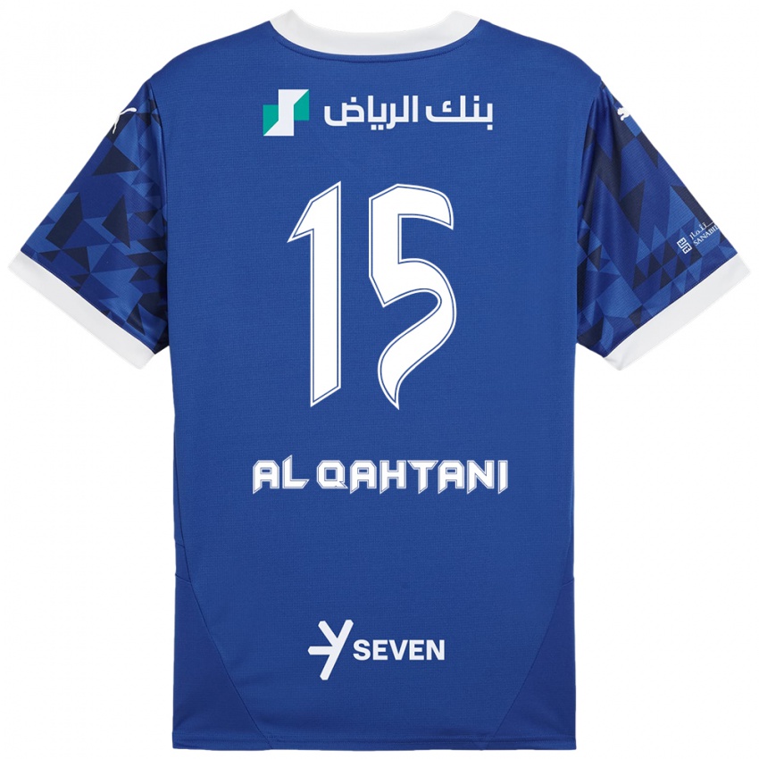 Gyermek Mohammed Al-Qahtani #15 Sötétkék Fehér Hazai Jersey 2024/25 Mez Póló Ing