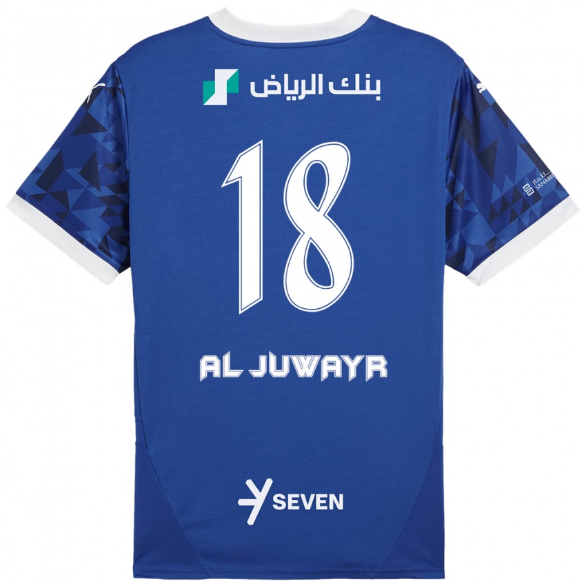 Gyermek Musab Al-Juwayr #18 Sötétkék Fehér Hazai Jersey 2024/25 Mez Póló Ing