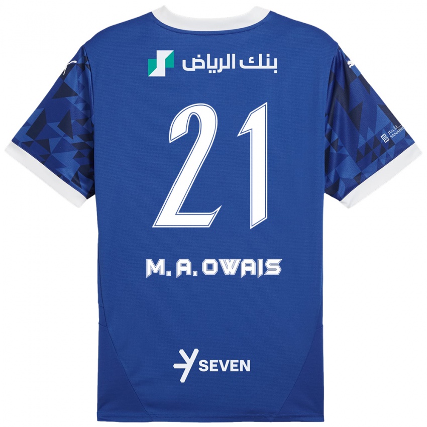 Gyermek Mohammed Al-Owais #21 Sötétkék Fehér Hazai Jersey 2024/25 Mez Póló Ing