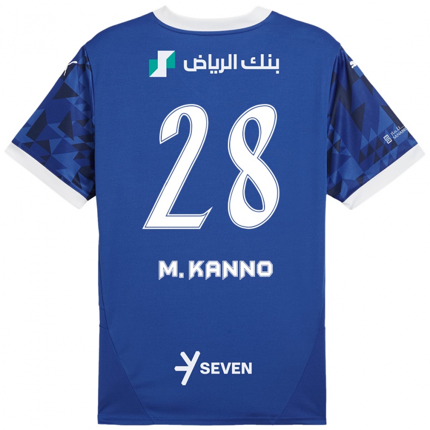 Gyermek Mohamed Kanno #28 Sötétkék Fehér Hazai Jersey 2024/25 Mez Póló Ing