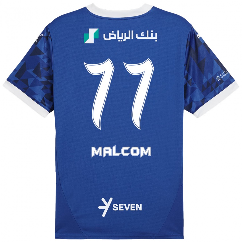 Gyermek Malcom #77 Sötétkék Fehér Hazai Jersey 2024/25 Mez Póló Ing