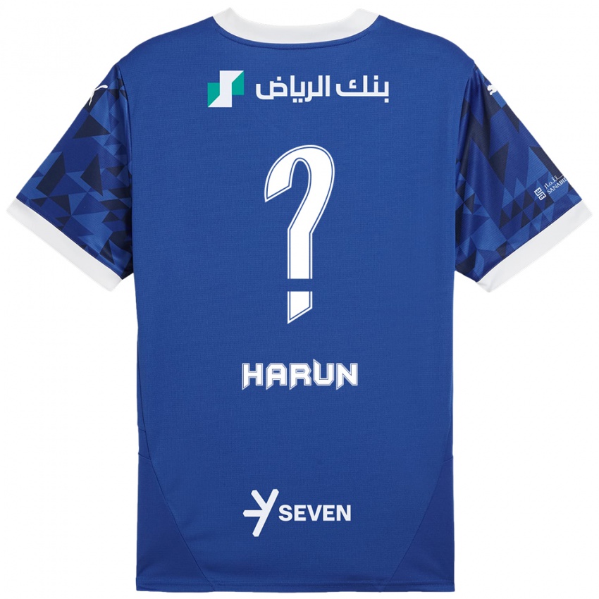 Gyermek Saud Harun #0 Sötétkék Fehér Hazai Jersey 2024/25 Mez Póló Ing