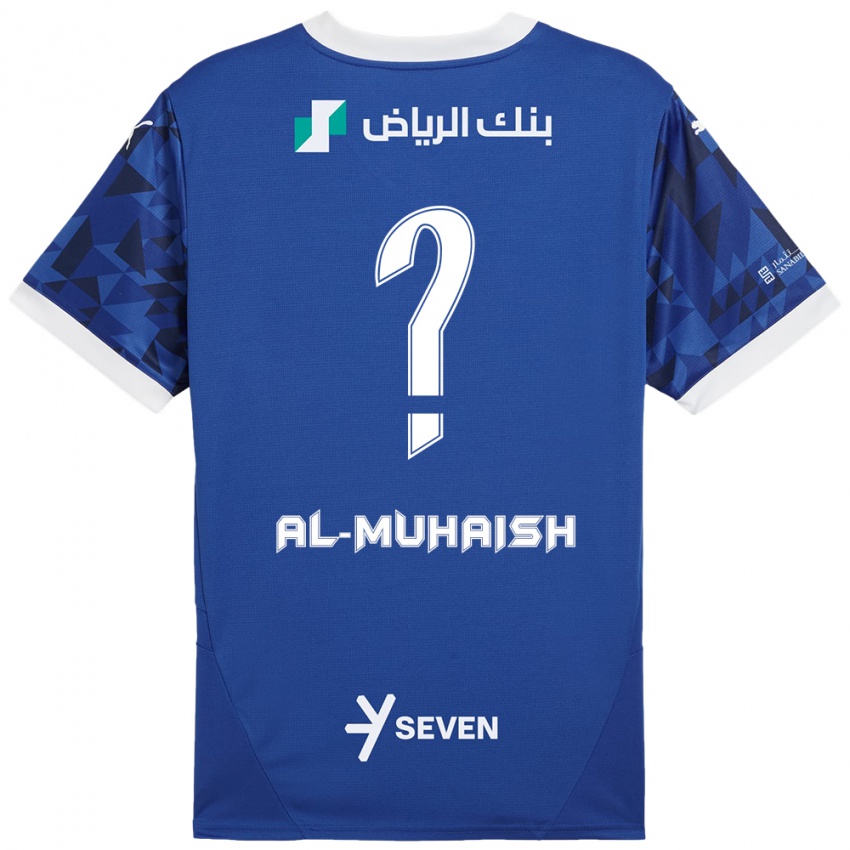 Gyermek Mohammed Al-Muhaish #0 Sötétkék Fehér Hazai Jersey 2024/25 Mez Póló Ing