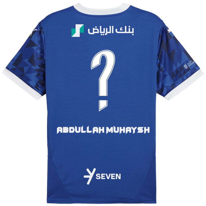 Gyermek Mohammed Abdullah Muhaysh #0 Sötétkék Fehér Hazai Jersey 2024/25 Mez Póló Ing