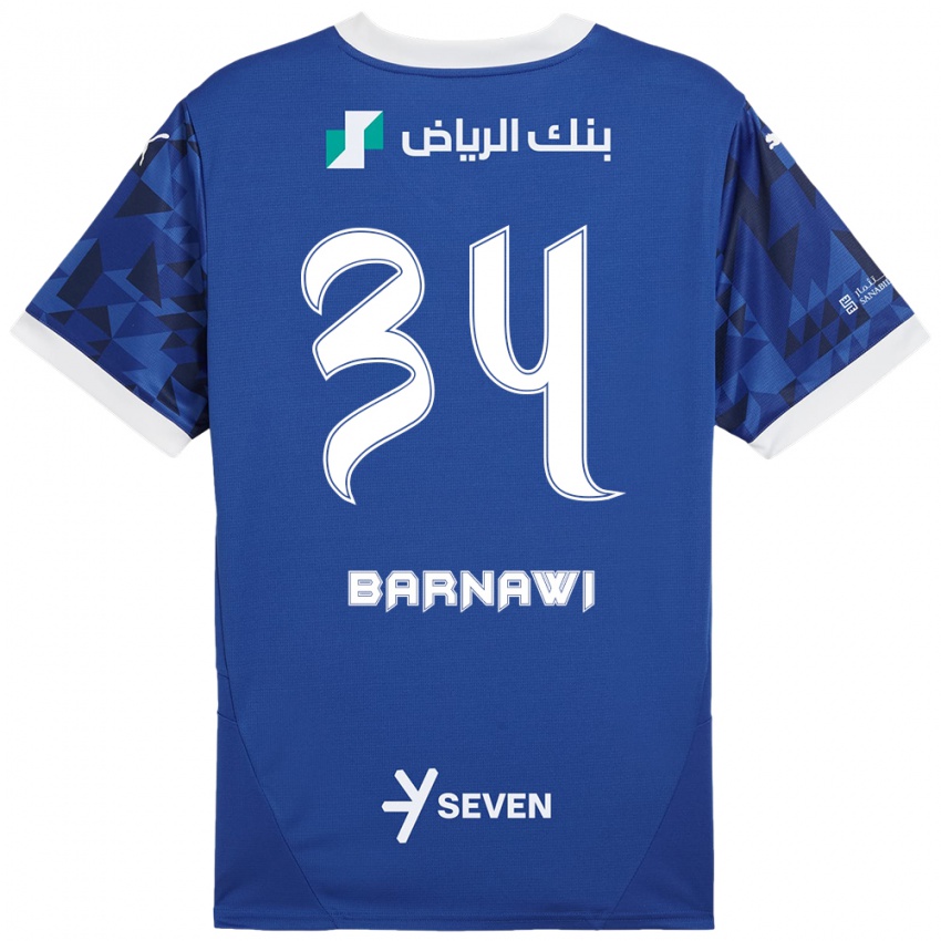 Gyermek Saleh Barnawi #34 Sötétkék Fehér Hazai Jersey 2024/25 Mez Póló Ing