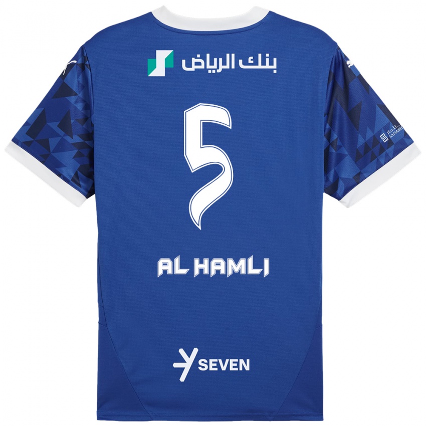 Gyermek Noura Al-Hamli #5 Sötétkék Fehér Hazai Jersey 2024/25 Mez Póló Ing