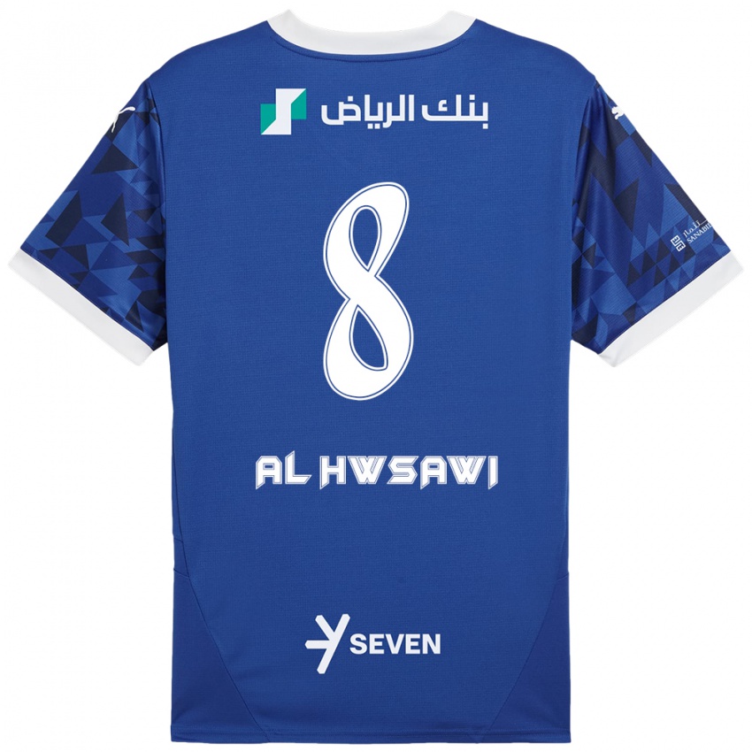 Gyermek Al Bandari Al-Hwsawi #8 Sötétkék Fehér Hazai Jersey 2024/25 Mez Póló Ing