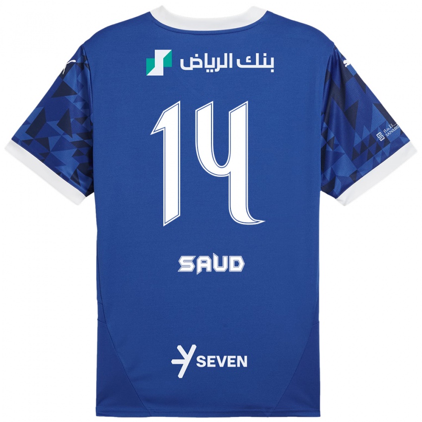 Gyermek Nouf Saud #14 Sötétkék Fehér Hazai Jersey 2024/25 Mez Póló Ing