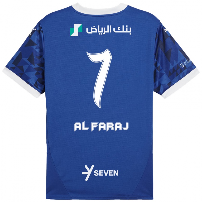 Gyermek Salman Al-Faraj #7 Sötétkék Fehér Hazai Jersey 2024/25 Mez Póló Ing