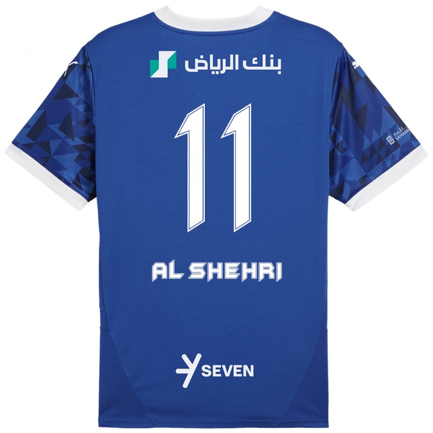 Gyermek Saleh Al-Shehri #11 Sötétkék Fehér Hazai Jersey 2024/25 Mez Póló Ing