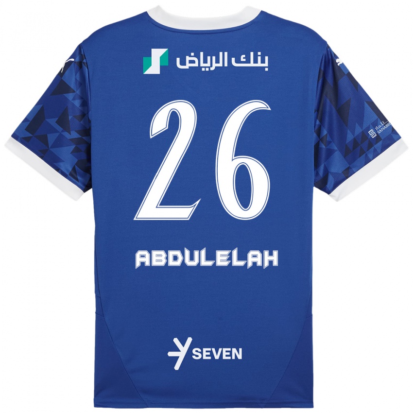 Gyermek Abdulelah Al-Malki #26 Sötétkék Fehér Hazai Jersey 2024/25 Mez Póló Ing