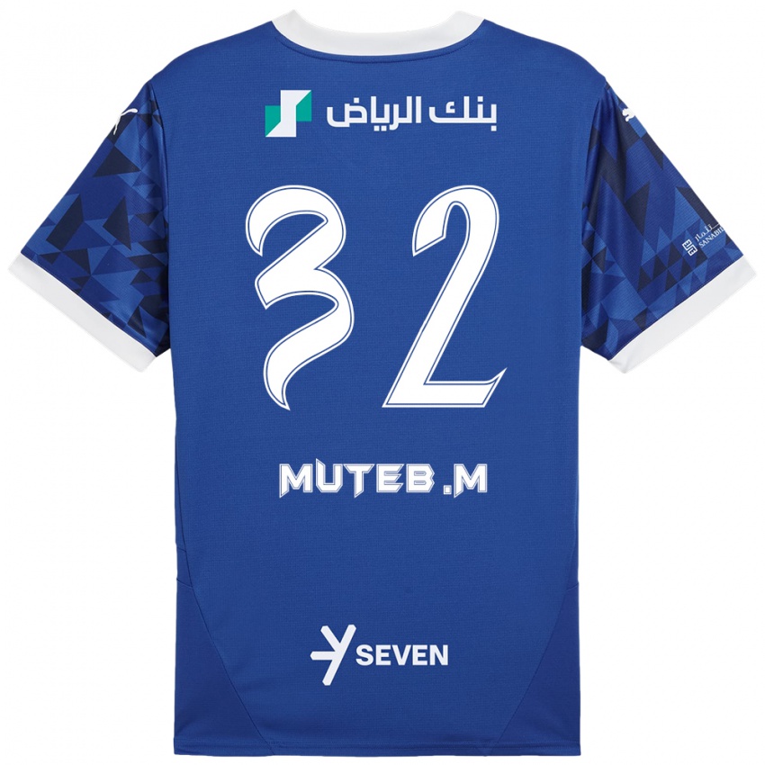 Gyermek Muteb Al-Mufarrij #32 Sötétkék Fehér Hazai Jersey 2024/25 Mez Póló Ing