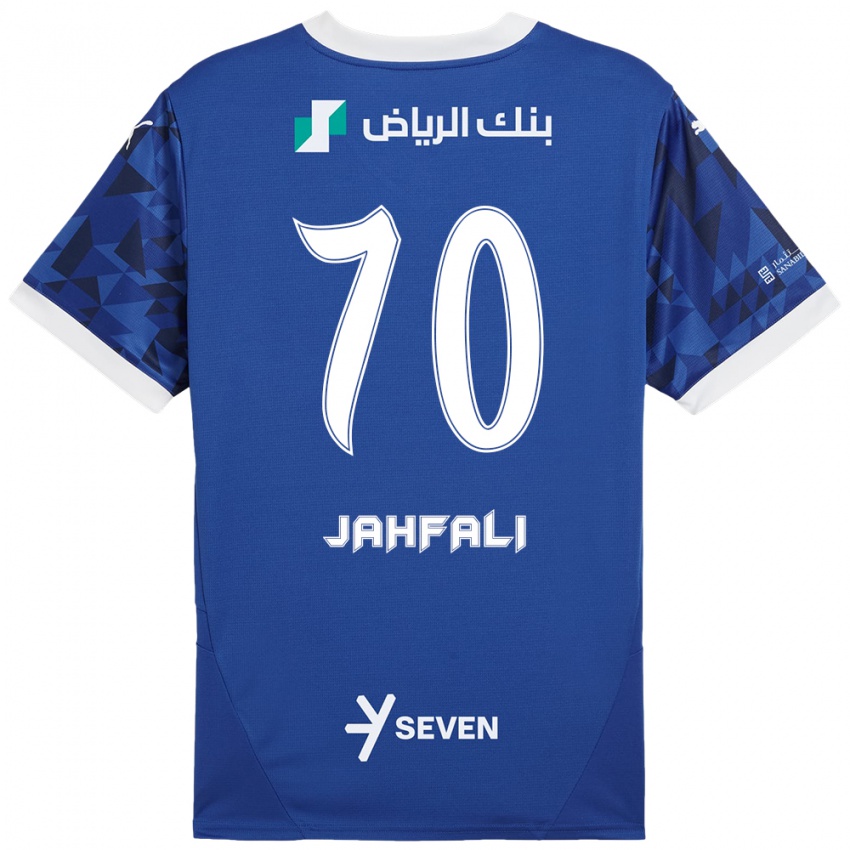 Gyermek Mohammed Jahfali #70 Sötétkék Fehér Hazai Jersey 2024/25 Mez Póló Ing