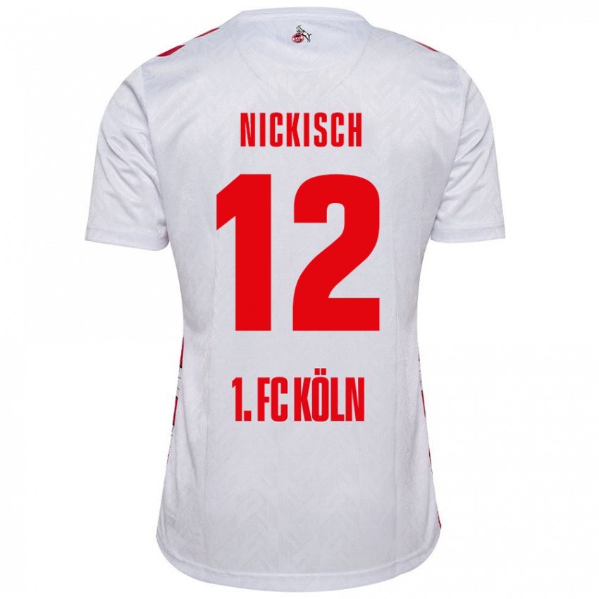 Gyermek Jonas Nickisch #12 Fehér Piros Hazai Jersey 2024/25 Mez Póló Ing