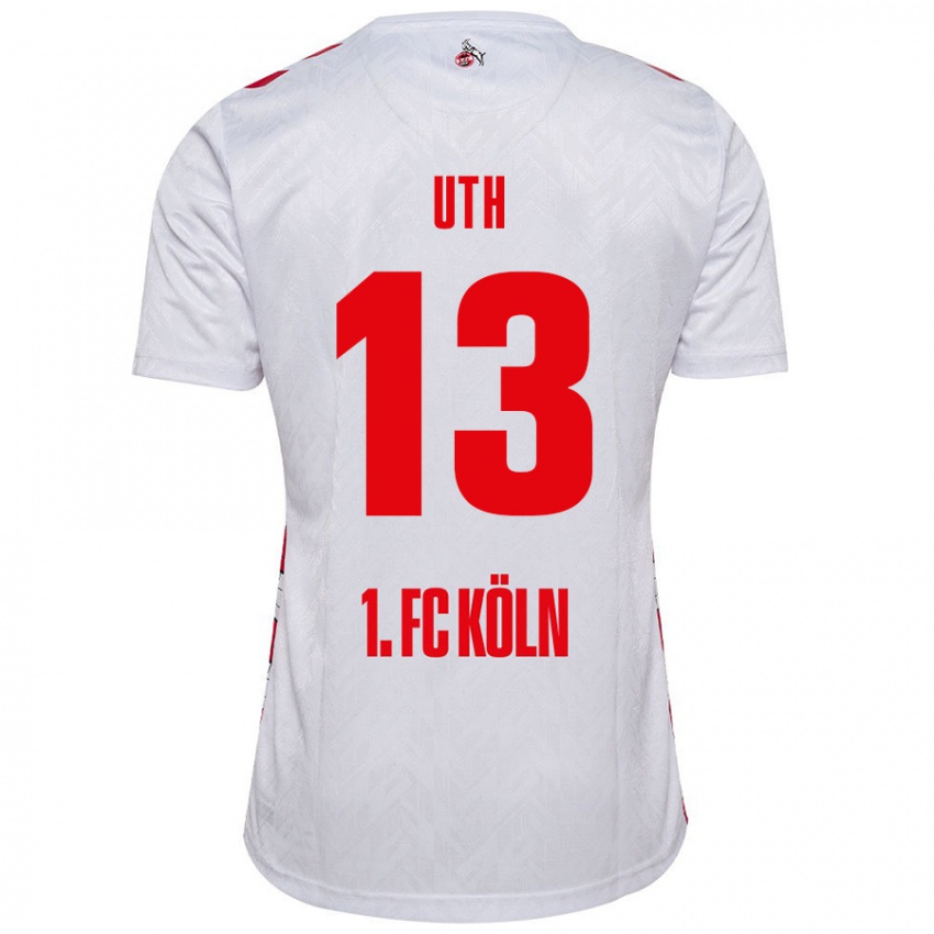 Gyermek Mark Uth #13 Fehér Piros Hazai Jersey 2024/25 Mez Póló Ing