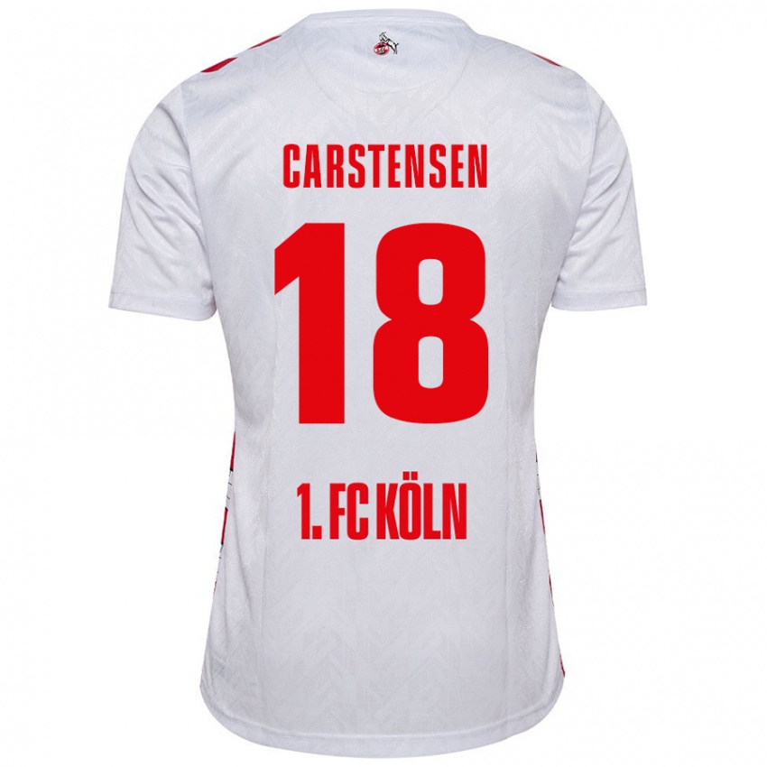 Gyermek Rasmus Carstensen #18 Fehér Piros Hazai Jersey 2024/25 Mez Póló Ing