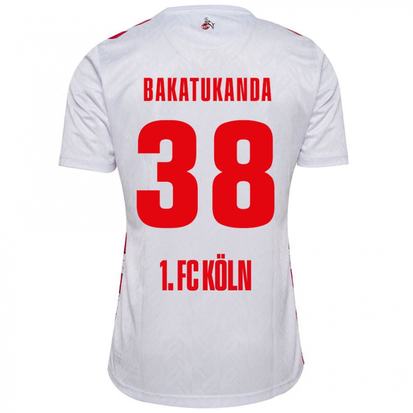 Gyermek Elias Bakatukanda #38 Fehér Piros Hazai Jersey 2024/25 Mez Póló Ing