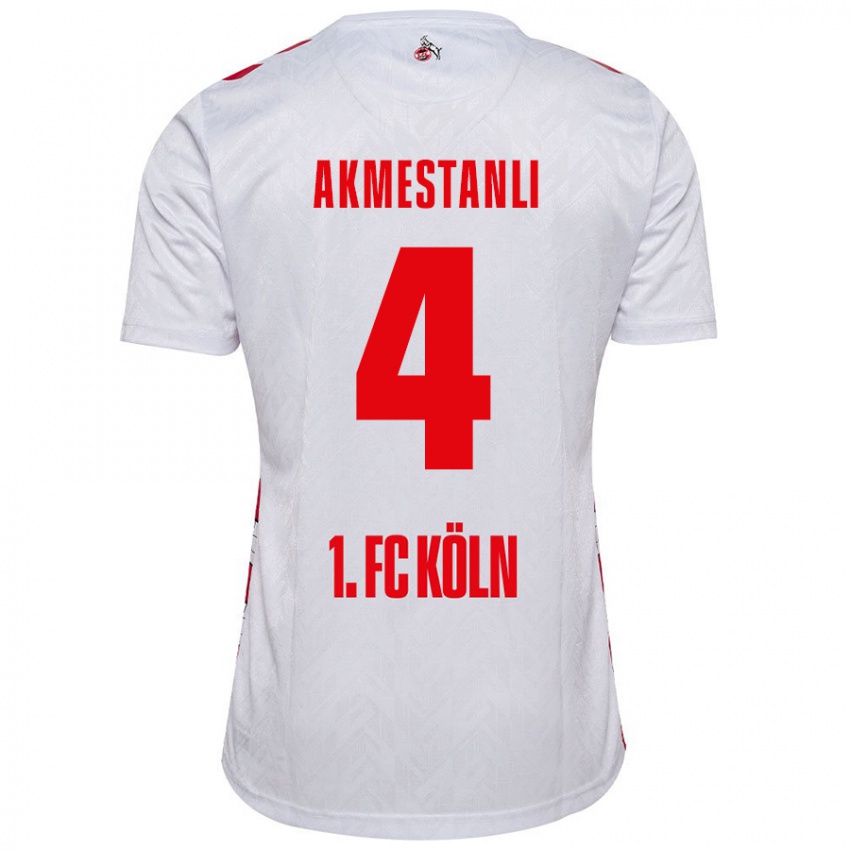 Gyermek Teoman Akmestanli #4 Fehér Piros Hazai Jersey 2024/25 Mez Póló Ing