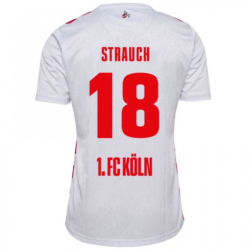 Gyermek Georg Strauch #18 Fehér Piros Hazai Jersey 2024/25 Mez Póló Ing