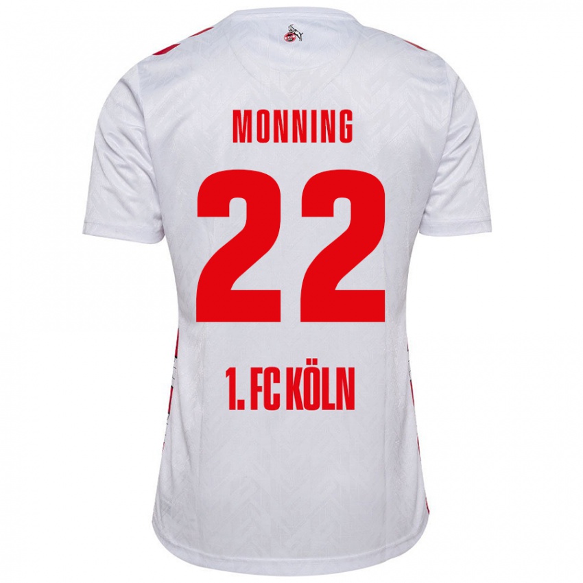 Gyermek Marlon Monning #22 Fehér Piros Hazai Jersey 2024/25 Mez Póló Ing