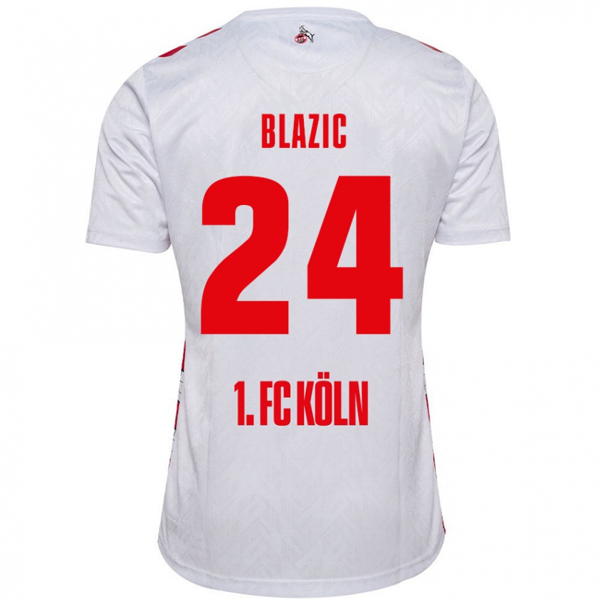 Gyermek Alessandro Blazic #24 Fehér Piros Hazai Jersey 2024/25 Mez Póló Ing