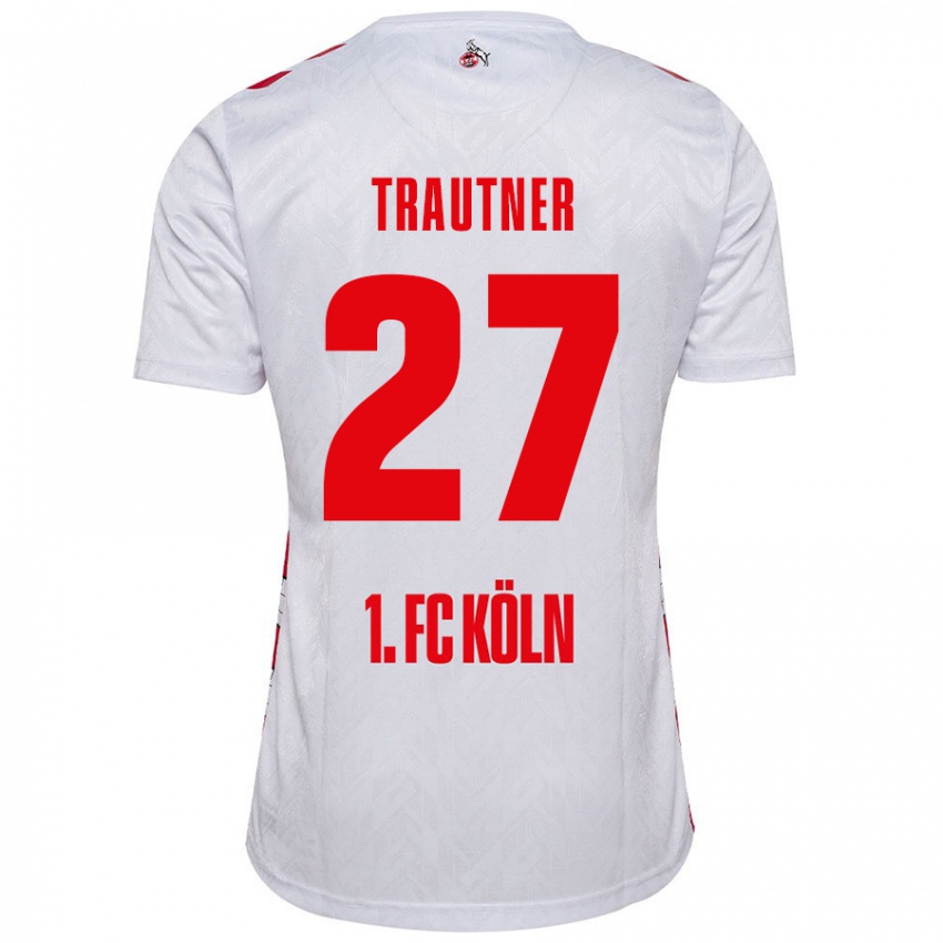 Gyermek Tobias Trautner #27 Fehér Piros Hazai Jersey 2024/25 Mez Póló Ing