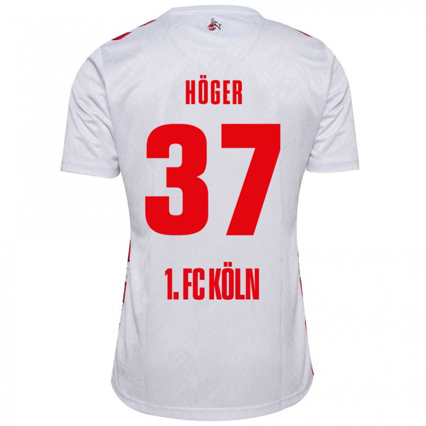 Gyermek Marco Höger #37 Fehér Piros Hazai Jersey 2024/25 Mez Póló Ing