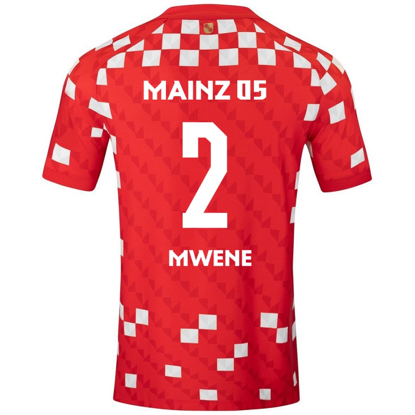 Gyermek Phillipp Mwene #2 Fehér Piros Hazai Jersey 2024/25 Mez Póló Ing