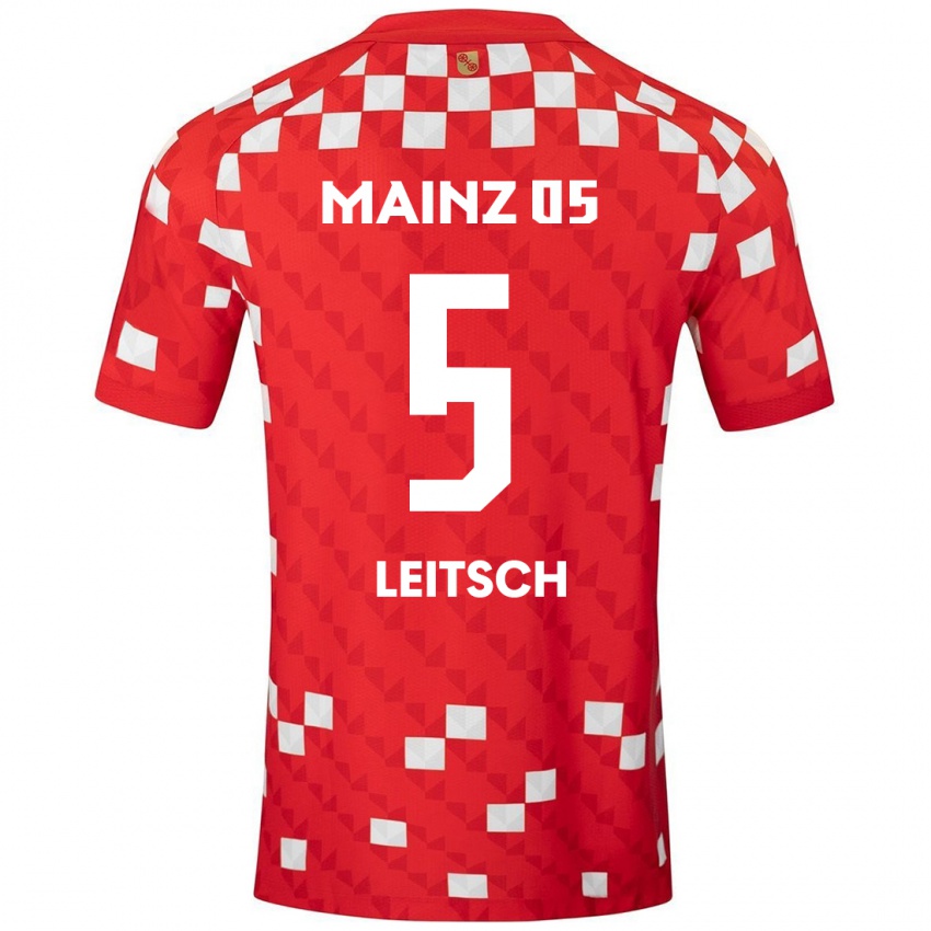 Gyermek Maxim Leitsch #5 Fehér Piros Hazai Jersey 2024/25 Mez Póló Ing