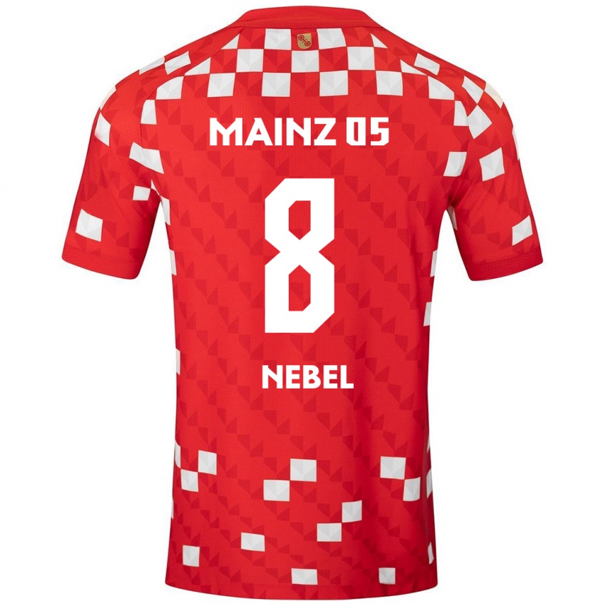 Gyermek Paul Nebel #8 Fehér Piros Hazai Jersey 2024/25 Mez Póló Ing