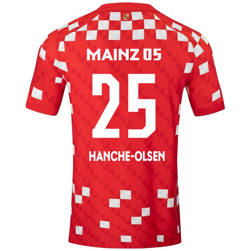 Gyermek Andreas Hanche-Olsen #25 Fehér Piros Hazai Jersey 2024/25 Mez Póló Ing