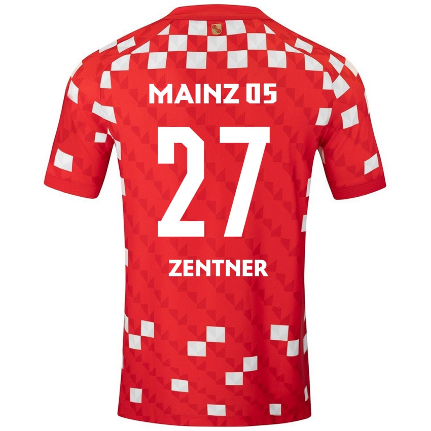 Gyermek Robin Zentner #27 Fehér Piros Hazai Jersey 2024/25 Mez Póló Ing