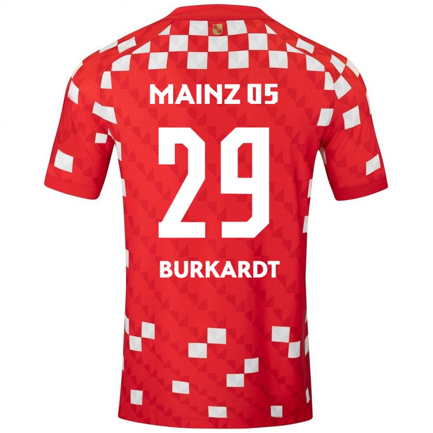 Gyermek Jonathan Burkardt #29 Fehér Piros Hazai Jersey 2024/25 Mez Póló Ing