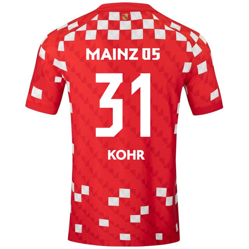 Gyermek Dominik Kohr #31 Fehér Piros Hazai Jersey 2024/25 Mez Póló Ing