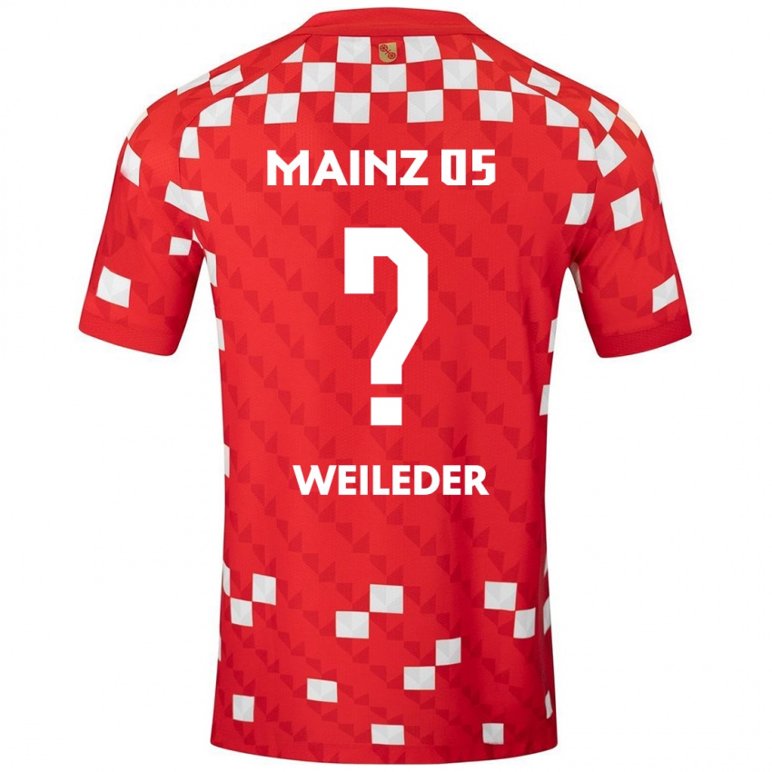 Gyermek Tobias Weileder #0 Fehér Piros Hazai Jersey 2024/25 Mez Póló Ing