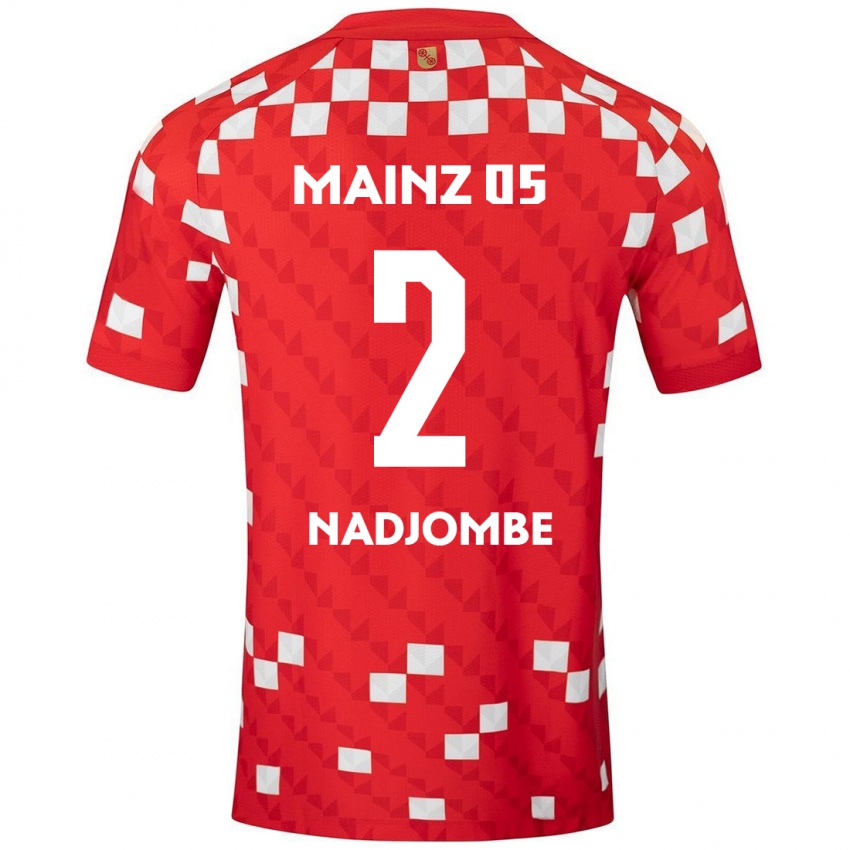 Gyermek Jean-Marie Nadjombe #2 Fehér Piros Hazai Jersey 2024/25 Mez Póló Ing