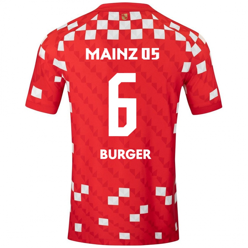 Gyermek Korbinian Burger #6 Fehér Piros Hazai Jersey 2024/25 Mez Póló Ing