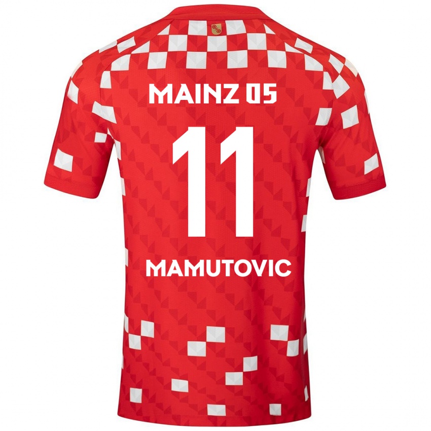 Gyermek David Mamutovic #11 Fehér Piros Hazai Jersey 2024/25 Mez Póló Ing