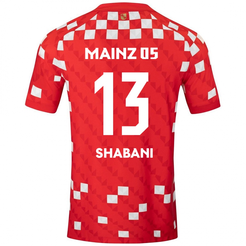 Gyermek Eniss Shabani #13 Fehér Piros Hazai Jersey 2024/25 Mez Póló Ing