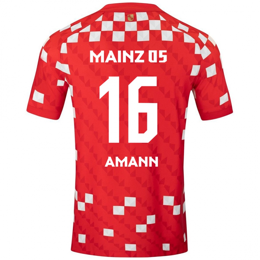 Gyermek Jason Amann #16 Fehér Piros Hazai Jersey 2024/25 Mez Póló Ing