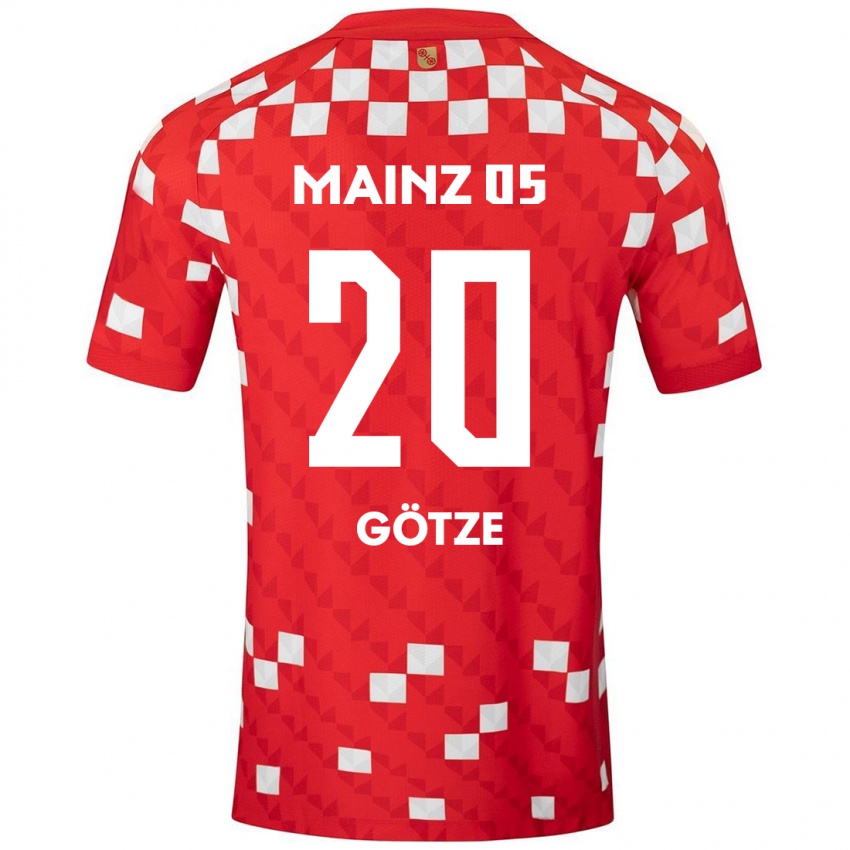 Gyermek Justus Götze #20 Fehér Piros Hazai Jersey 2024/25 Mez Póló Ing