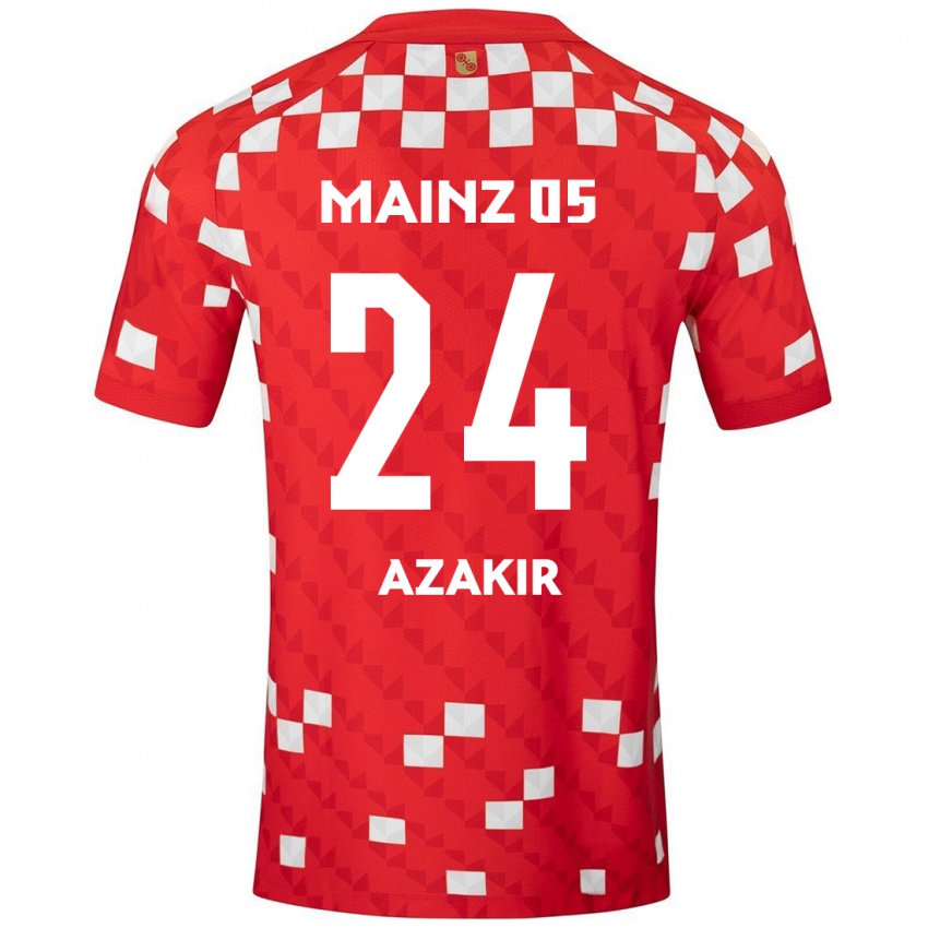 Gyermek Dennis Azakir #24 Fehér Piros Hazai Jersey 2024/25 Mez Póló Ing