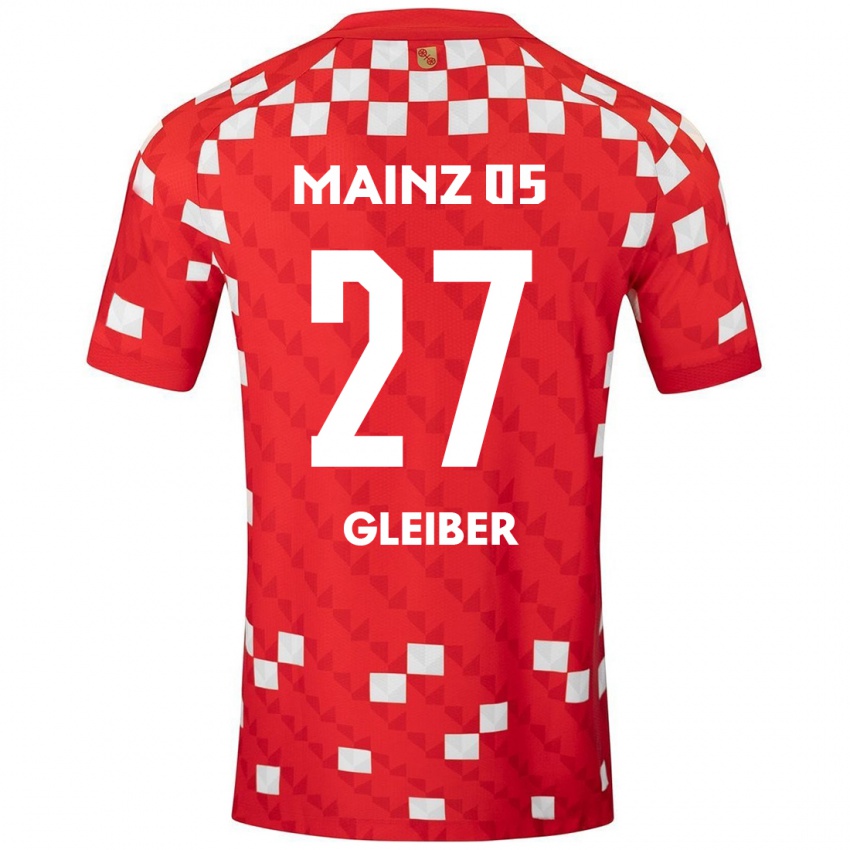 Gyermek Daniel Gleiber #27 Fehér Piros Hazai Jersey 2024/25 Mez Póló Ing