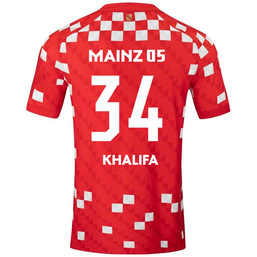 Gyermek Sarah Khalifa #34 Fehér Piros Hazai Jersey 2024/25 Mez Póló Ing