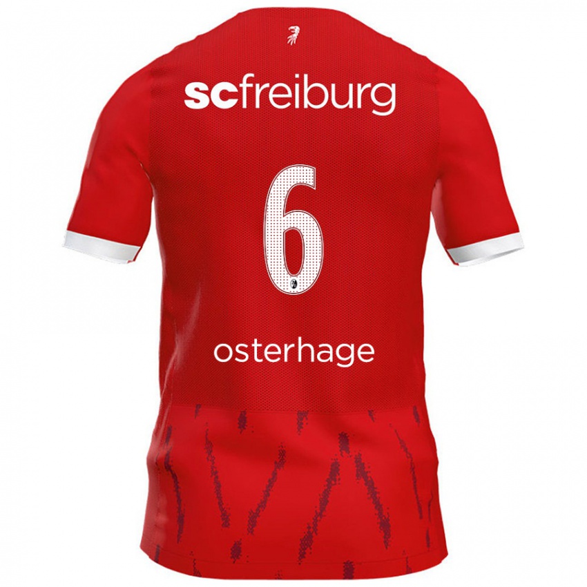 Gyermek Patrick Osterhage #6 Piros Hazai Jersey 2024/25 Mez Póló Ing