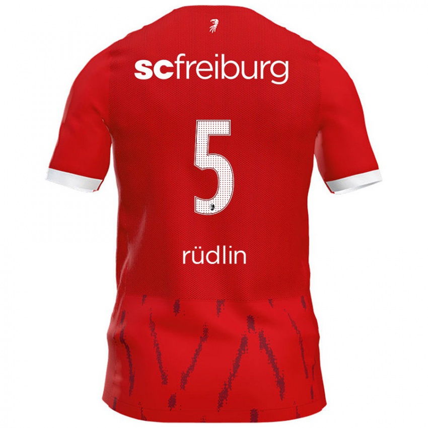 Gyermek Fabian Rüdlin #5 Piros Hazai Jersey 2024/25 Mez Póló Ing