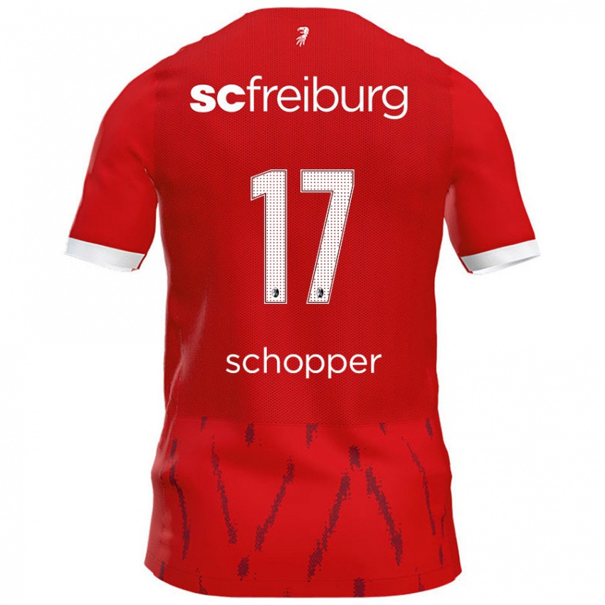 Gyermek David Schopper #17 Piros Hazai Jersey 2024/25 Mez Póló Ing