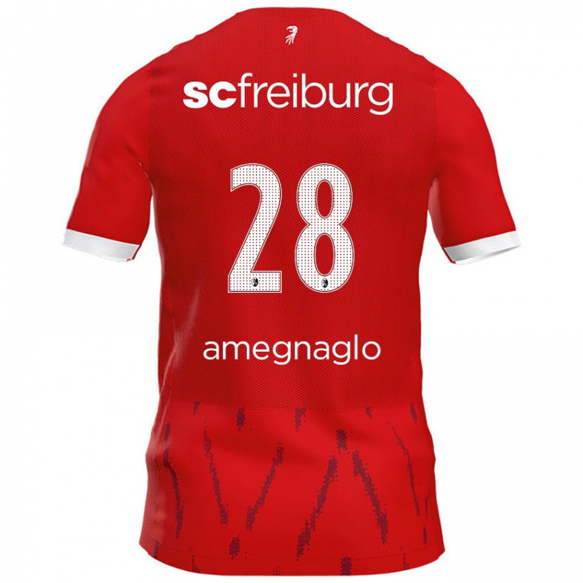 Gyermek David Amegnaglo #28 Piros Hazai Jersey 2024/25 Mez Póló Ing