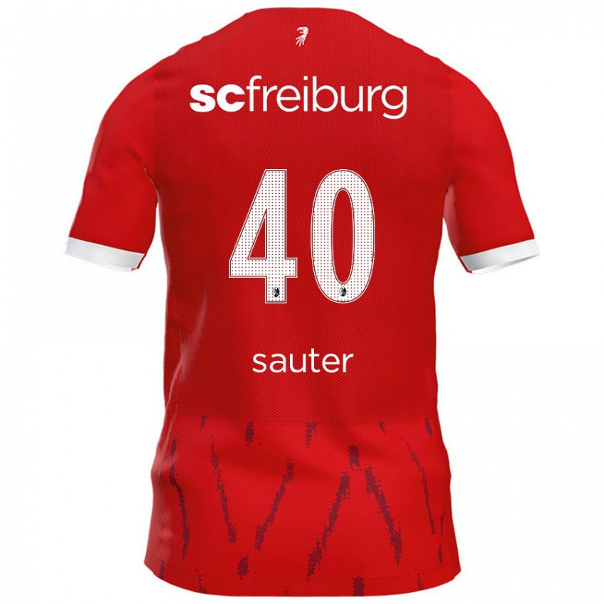 Gyermek Niklas Sauter #40 Piros Hazai Jersey 2024/25 Mez Póló Ing